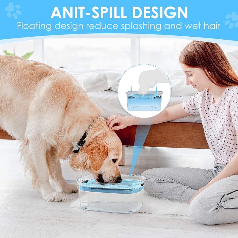 AONKEY 3L Dog Water Bowl No Spill, 101oz Large Spill Proof Dog Bowl Reduce Refill, Anti Splash No Mess Dispenser Dripless Slow Drinking Water Bowl for Sloppy Messy Drinkers (Sky Blue) - Image 3